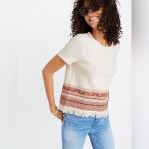 Madewell Fringed Medina Sweater Tee bohemian size small